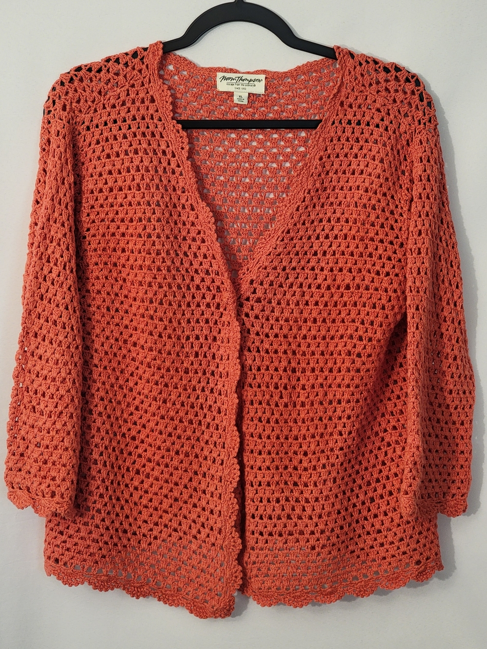 Norm Thompson Crochet Linen/Cotton Cardigan Size XL